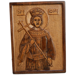 Εικόνα Ξυλόγλυπτη - Άγιος Κωνσταντίνος (Οξιά, 19 x 25 x 1.5 cm)
